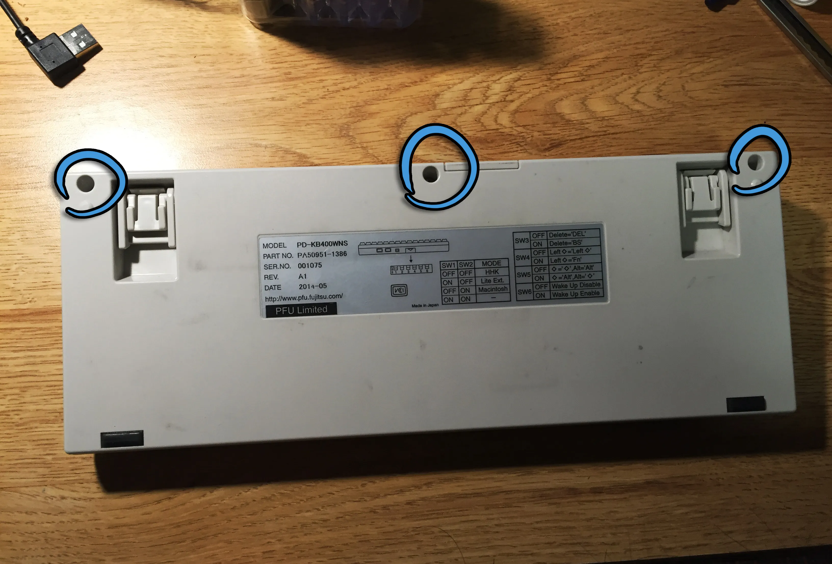 Back of HHKB